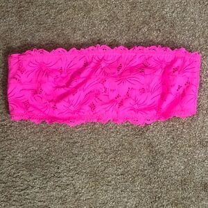 NWT Aerie AE “Real Power" Fireworks Pink Floral Lace Strapless Bandeau Bra